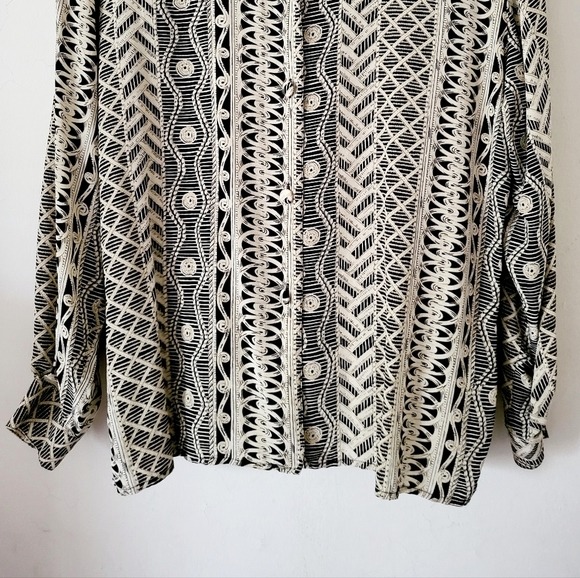 Vintage Tess 100% Silk Abstract Print Button Down Blouse Size L - Picture 5 of 12